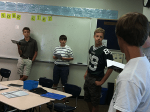 Students reading favorite lines