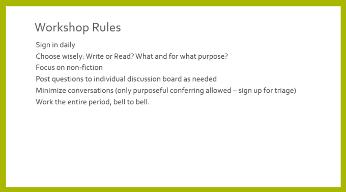 Ground Rules for Workshop